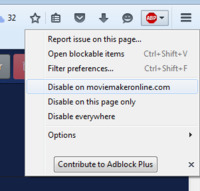 Disattivare Adblock Plus per moviemakeronline.com in Firefox