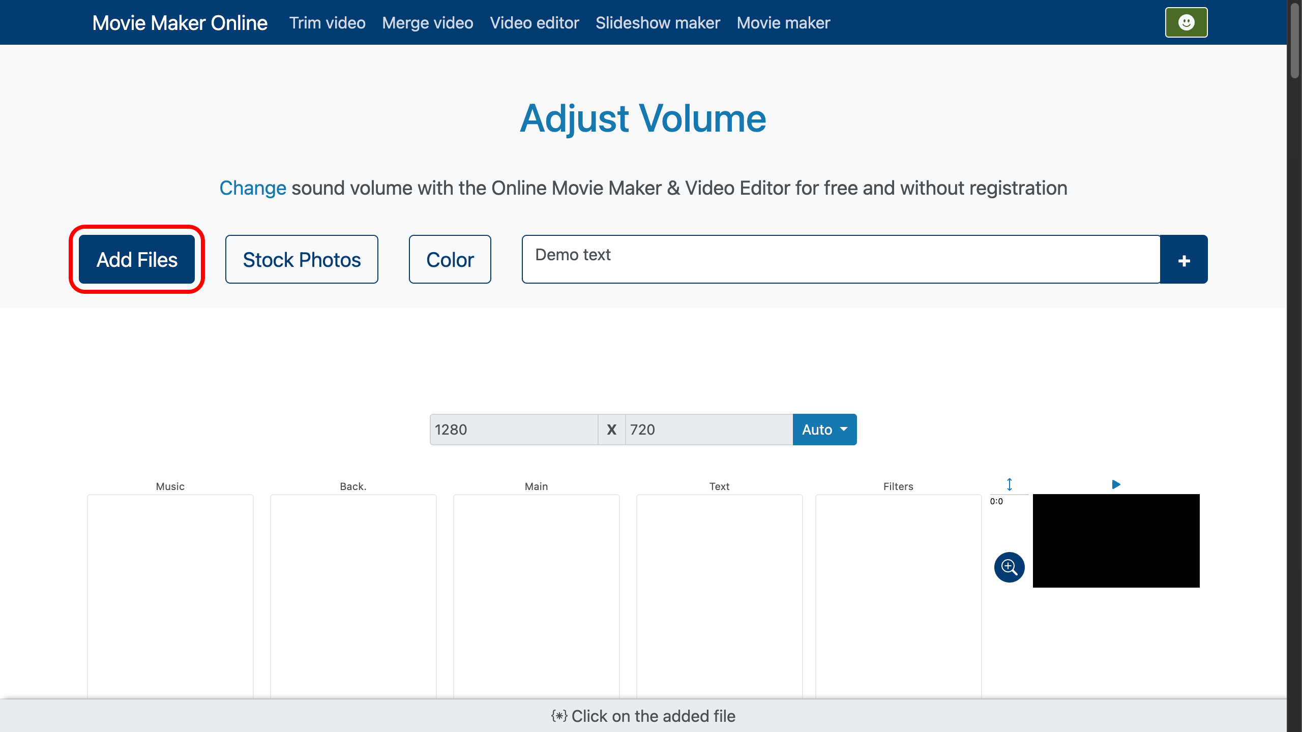Carica video o audio per regolare il volume