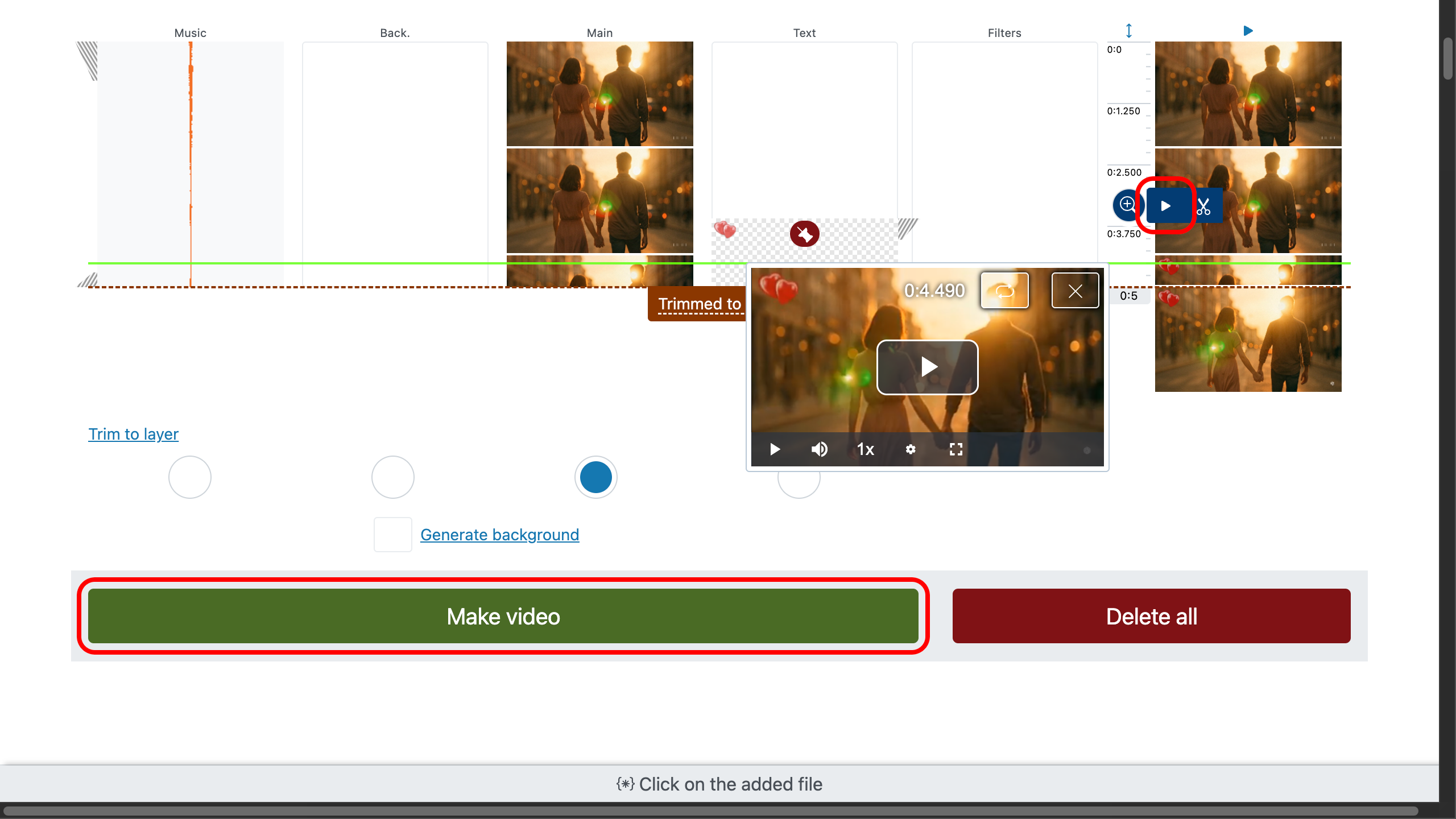 Editor video senza filigrana — Rifinisci ed esporta